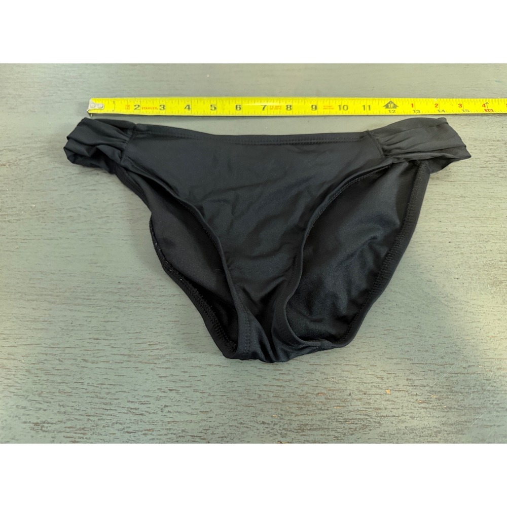 Mossimo Black Ruched Hip Bikini Bottoms Low Rise Swim Large